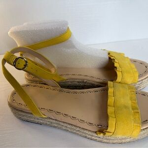 crown & ivy Yellow Ruffle Espadrille Slingback Sandals